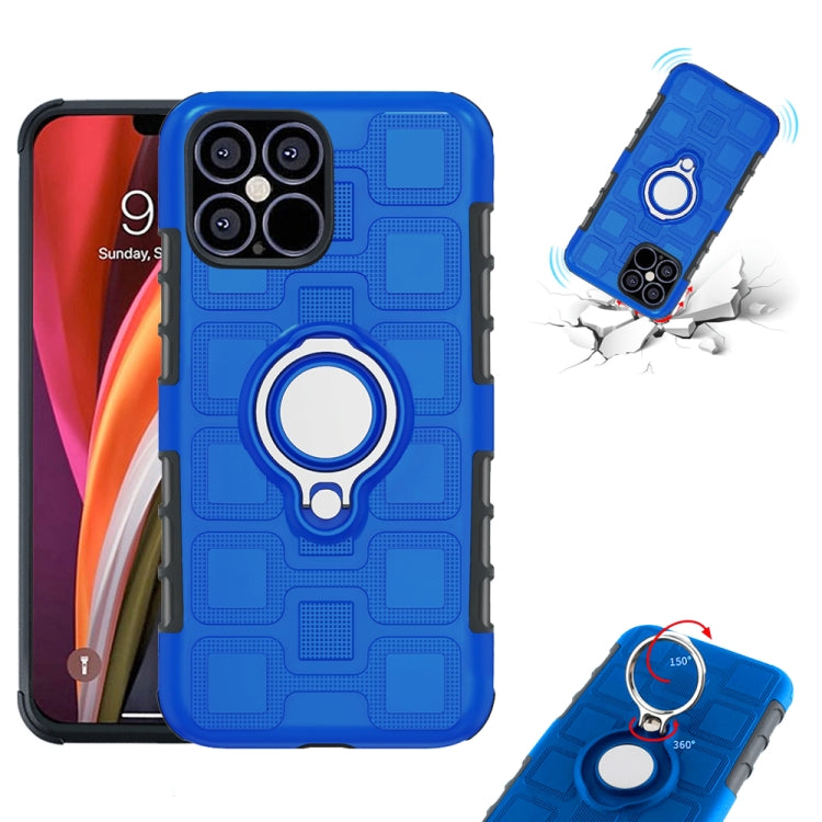 For iPhone 12 Pro Max 2 In 1 Cube PC + TPU Protective Case with 360 Degrees Rotate Silver Ring Holder