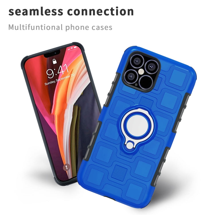 For iPhone 12 Pro Max 2 In 1 Cube PC + TPU Protective Case with 360 Degrees Rotate Silver Ring Holder