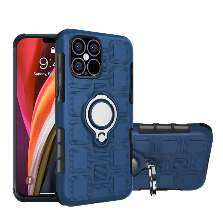 For iPhone 12 Pro Max 2 In 1 Cube PC + TPU Protective Case with 360 Degrees Rotate Silver Ring Holder