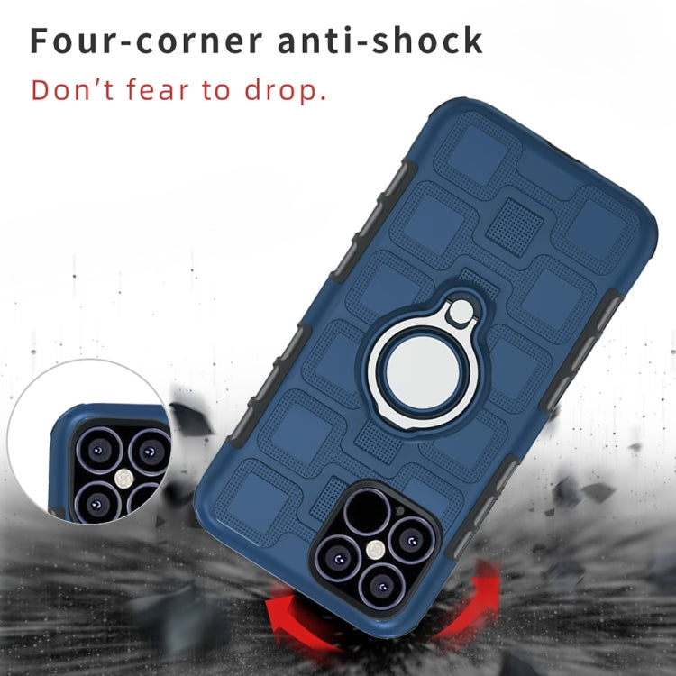 For iPhone 12 Pro Max 2 In 1 Cube PC + TPU Protective Case with 360 Degrees Rotate Silver Ring Holder