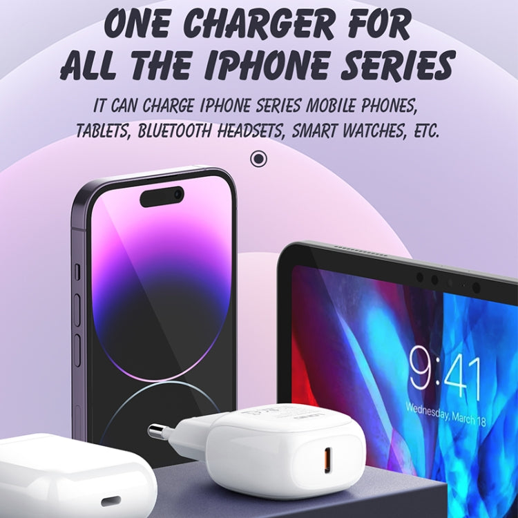 LDNIO A1206C PD27W USB-C / Type-C Fast Charger with 1m Type-C Cable, Plug Type:EU Plug - White