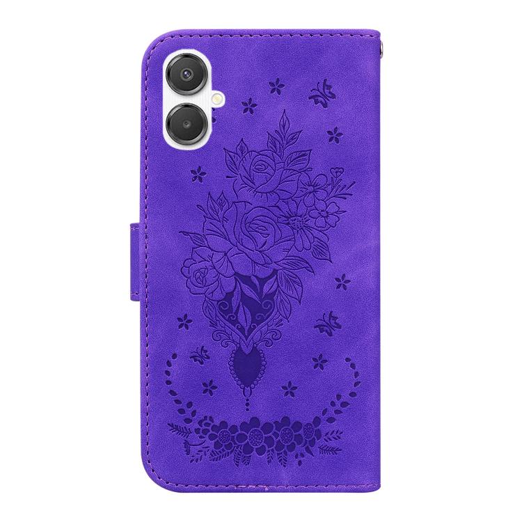 For Samsung Galaxy A25 5G / A25e JP Edition Butterfly Rose Embossed Leather Phone Case
