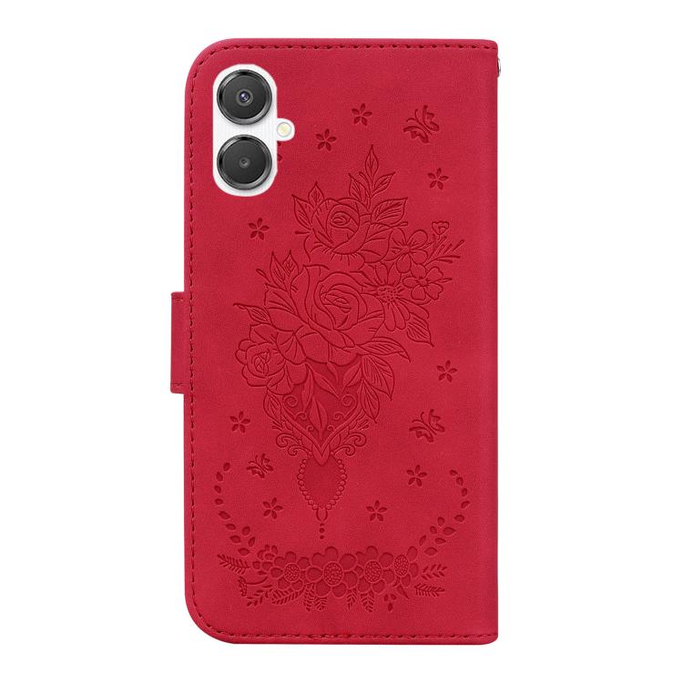 For Samsung Galaxy A25 5G / A25e JP Edition Butterfly Rose Embossed Leather Phone Case