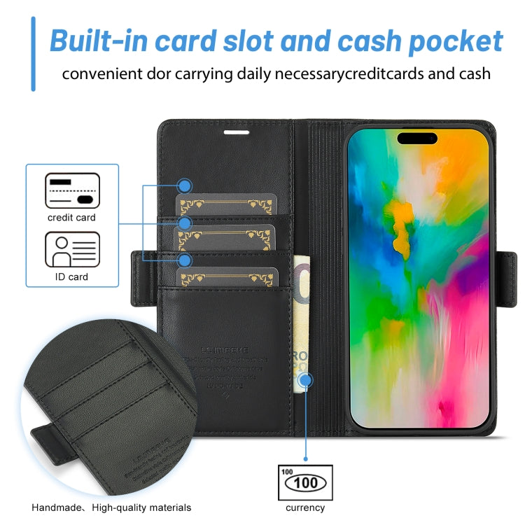 For iPhone 16 LC.IMEEKE Skin-friendly Card Slots Leather Phone Case