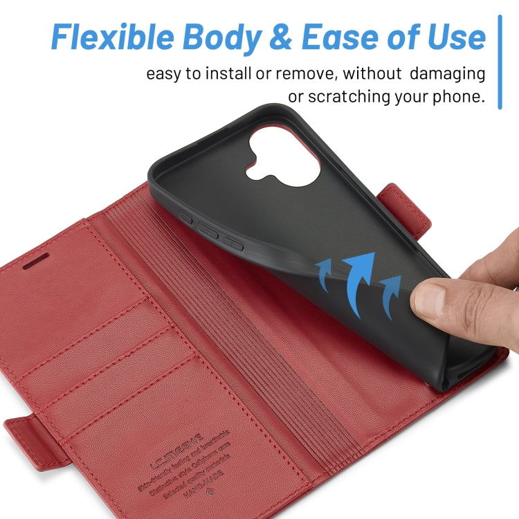 For iPhone 16 LC.IMEEKE Skin-friendly Card Slots Leather Phone Case