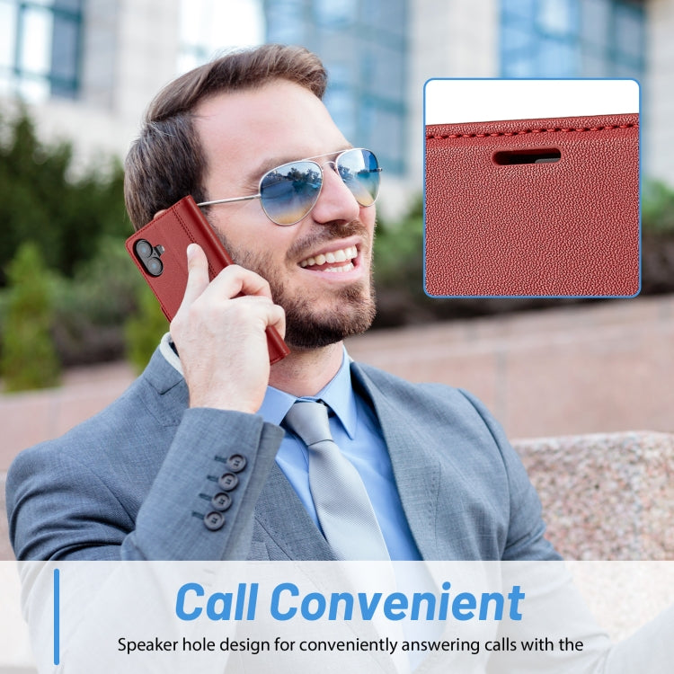 For iPhone 16 LC.IMEEKE Skin-friendly Card Slots Leather Phone Case