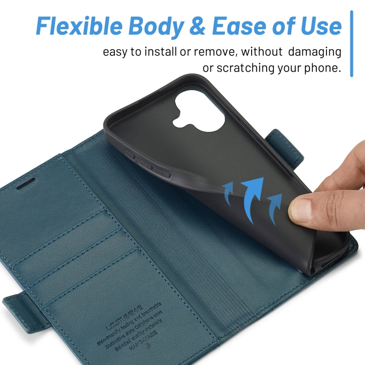 For iPhone 16 LC.IMEEKE Skin-friendly Card Slots Leather Phone Case
