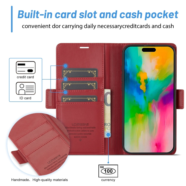 For iPhone 16 Plus LC.IMEEKE Skin-friendly Card Slots Leather Phone Case