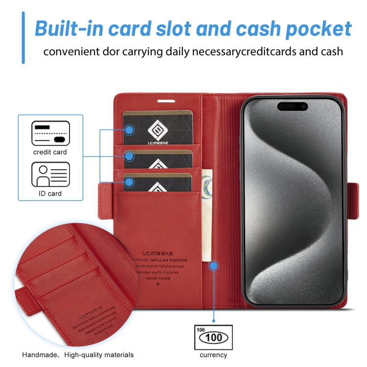 For iPhone 16 Pro Max LC.IMEEKE Skin-friendly Card Slots Leather Phone Case