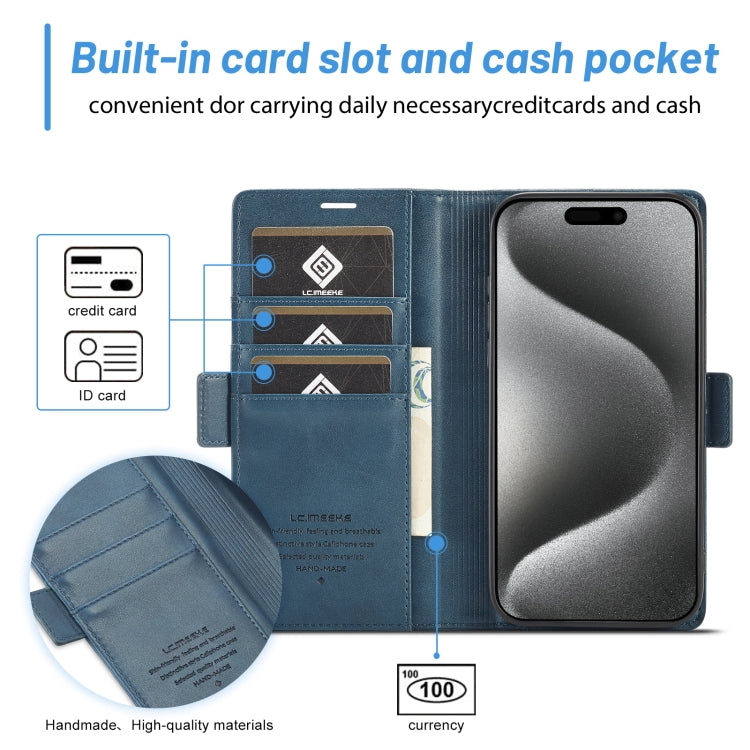 For iPhone 16 Pro Max LC.IMEEKE Skin-friendly Card Slots Leather Phone Case