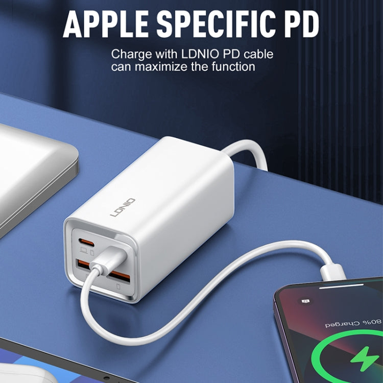 LDNIO A4610C PD65W Dual USB-C / Type-C + Dual USB Fast Charger, Cable Length: 1.5m, Plug Type:US Plug - White