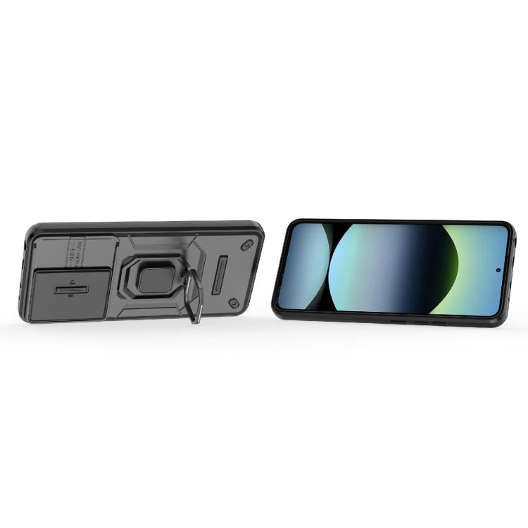 For Redmi Note 14 4G 163.25mm Global Sliding Camshield TPU + PC Shockproof Phone Case with Holder