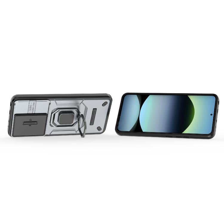For Redmi Note 14 4G 163.25mm Global Sliding Camshield TPU + PC Shockproof Phone Case with Holder