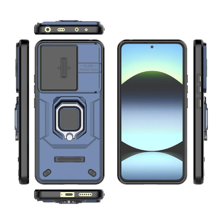 For Redmi Note 14 4G 163.25mm Global Sliding Camshield TPU + PC Shockproof Phone Case with Holder