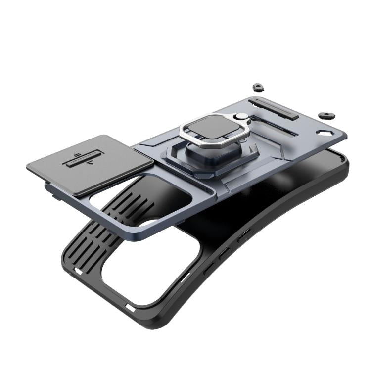 For Redmi Note 14 4G 163.25mm Global Sliding Camshield TPU + PC Shockproof Phone Case with Holder