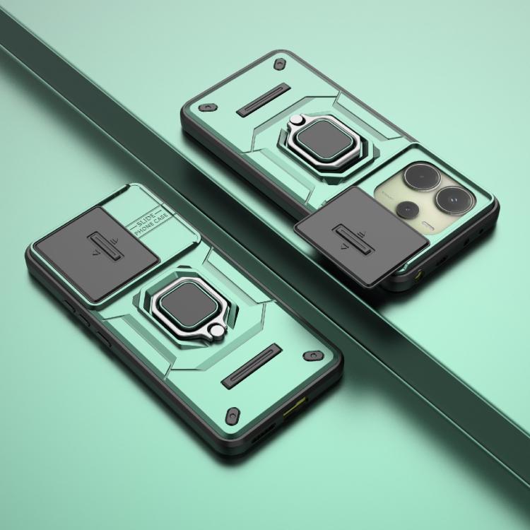 For Redmi Note 14 4G 163.25mm Global Sliding Camshield TPU + PC Shockproof Phone Case with Holder