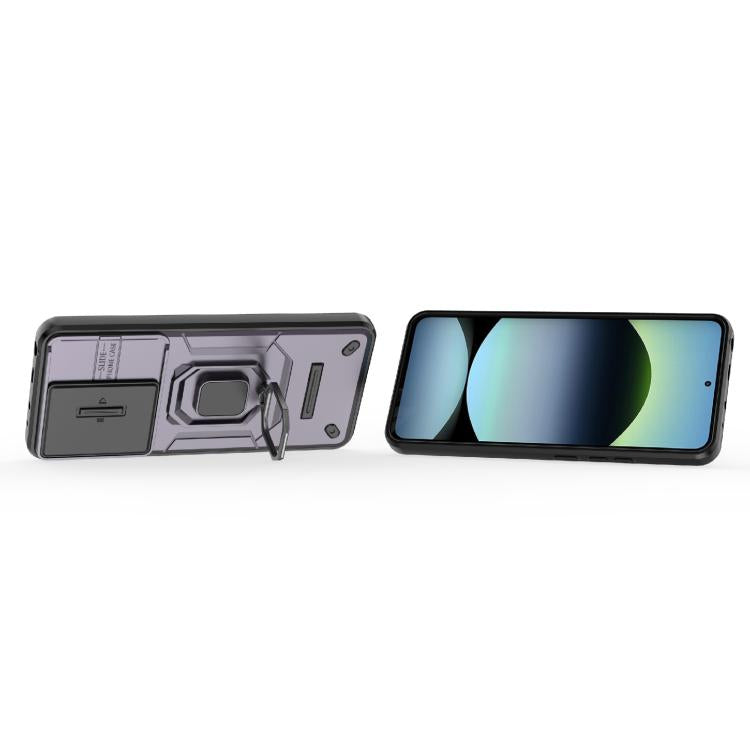 For Redmi Note 14 4G 163.25mm Global Sliding Camshield TPU + PC Shockproof Phone Case with Holder