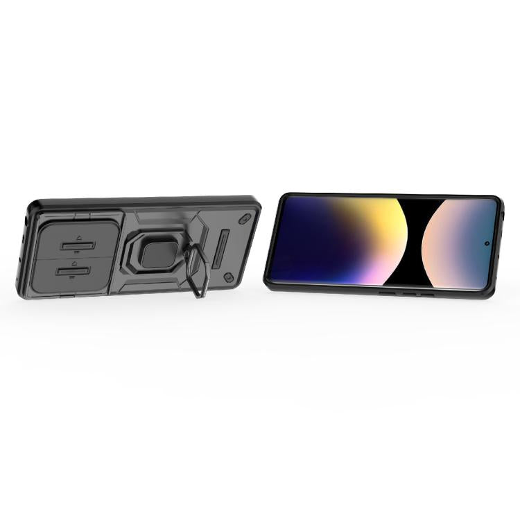 For Redmi Note 14 Pro 4G Global Sliding Camshield TPU + PC Shockproof Phone Case with Holder