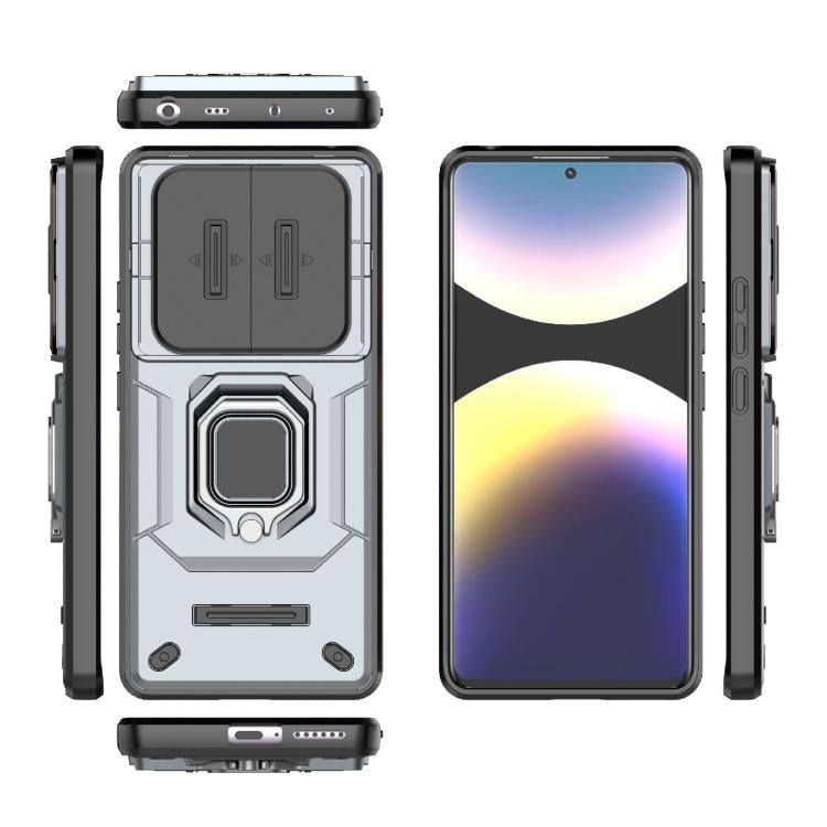For Redmi Note 14 Pro 4G Global Sliding Camshield TPU + PC Shockproof Phone Case with Holder