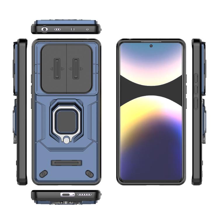 For Redmi Note 14 Pro 4G Global Sliding Camshield TPU + PC Shockproof Phone Case with Holder