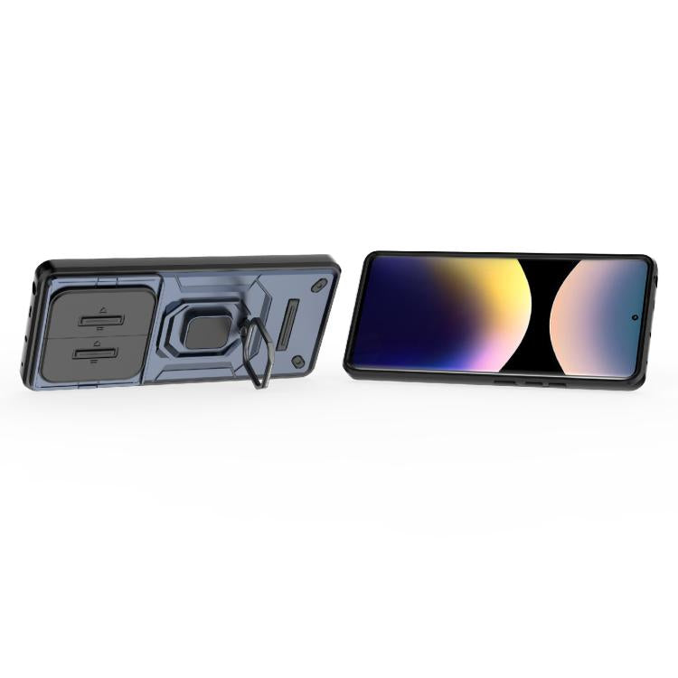 For Redmi Note 14 Pro 4G Global Sliding Camshield TPU + PC Shockproof Phone Case with Holder