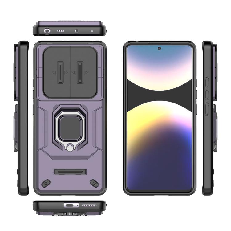 For Redmi Note 14 Pro 4G Global Sliding Camshield TPU + PC Shockproof Phone Case with Holder