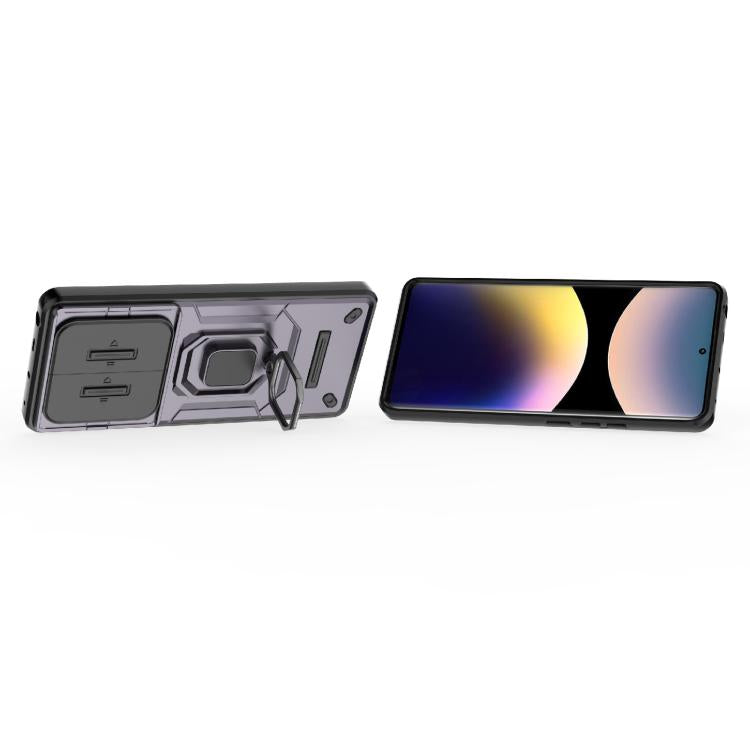 For Redmi Note 14 Pro 4G Global Sliding Camshield TPU + PC Shockproof Phone Case with Holder
