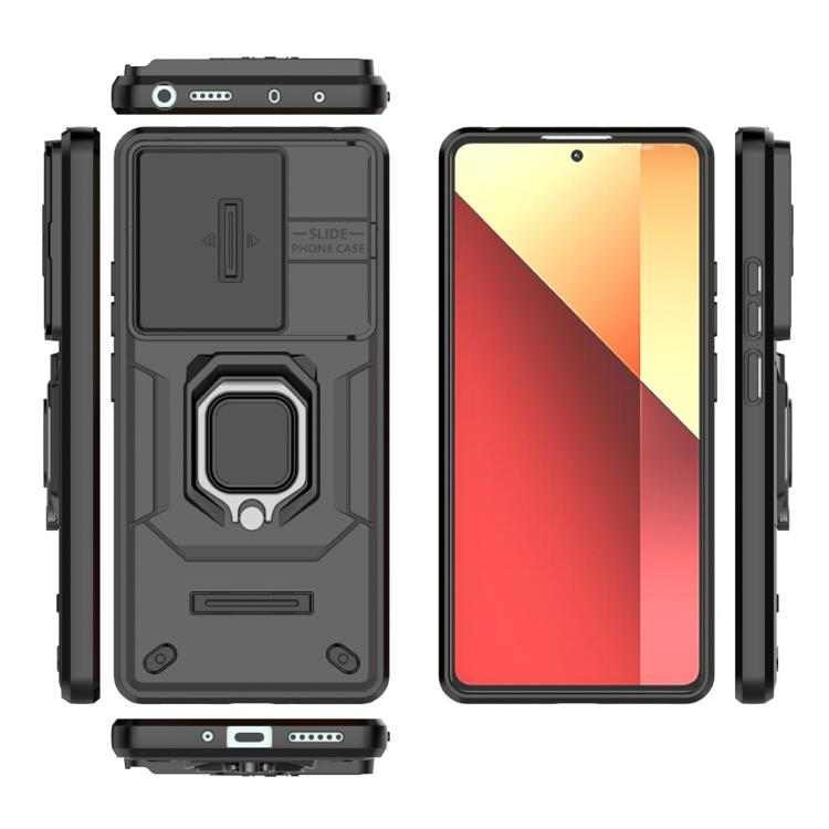 For Redmi Note 14S 4G Sliding Camshield TPU + PC Shockproof Phone Case with Holder