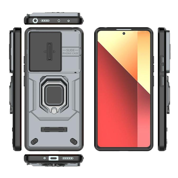 For Redmi Note 14S 4G Sliding Camshield TPU + PC Shockproof Phone Case with Holder