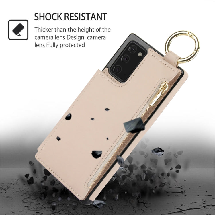 For Samsung Galaxy Note20 RFlD Anti-theft Double Buckle Ring Zipper Card Phone Case