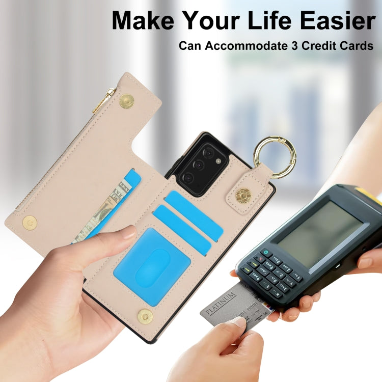 For Samsung Galaxy Note20 RFlD Anti-theft Double Buckle Ring Zipper Card Phone Case