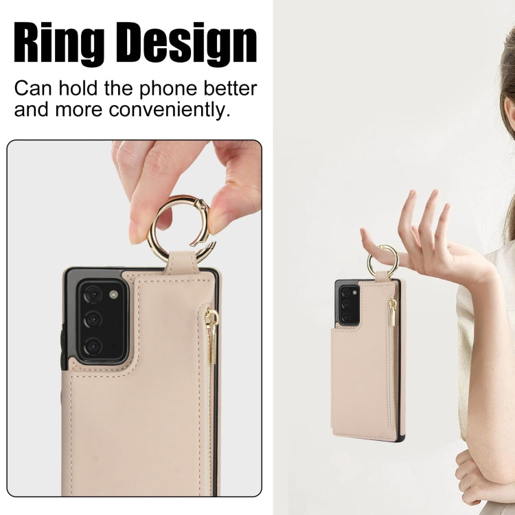 For Samsung Galaxy Note20 RFlD Anti-theft Double Buckle Ring Zipper Card Phone Case