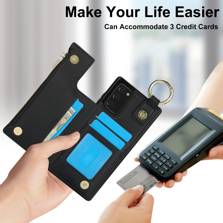 For Samsung Galaxy Note20 RFlD Anti-theft Double Buckle Ring Zipper Card Phone Case