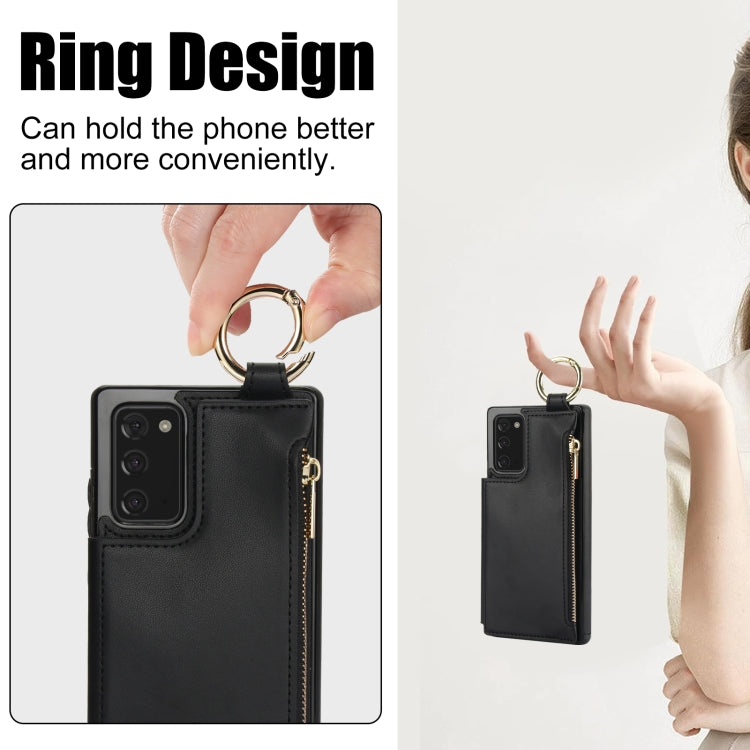 For Samsung Galaxy Note20 RFlD Anti-theft Double Buckle Ring Zipper Card Phone Case