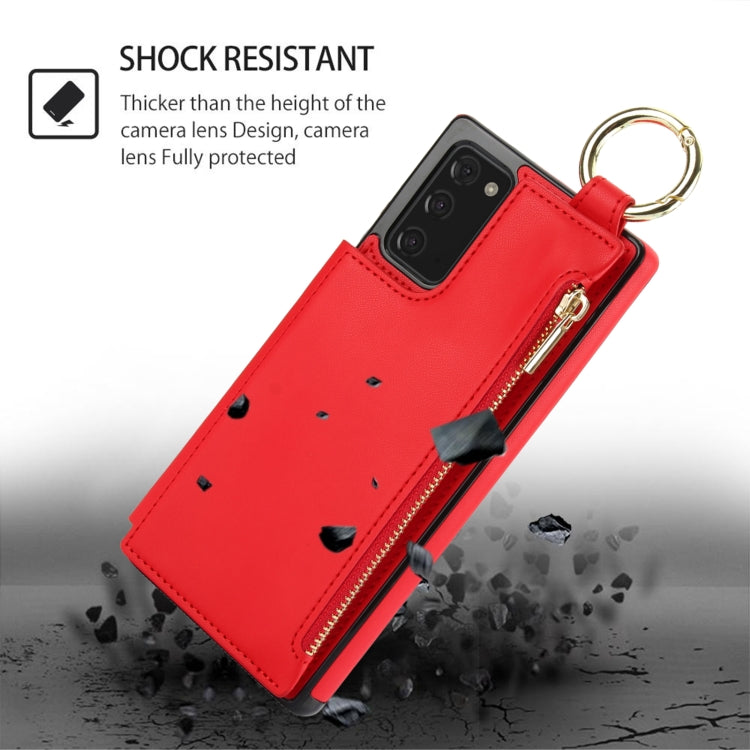 For Samsung Galaxy Note20 RFlD Anti-theft Double Buckle Ring Zipper Card Phone Case