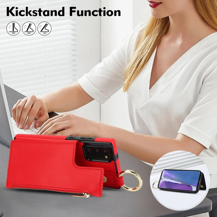 For Samsung Galaxy Note20 RFlD Anti-theft Double Buckle Ring Zipper Card Phone Case