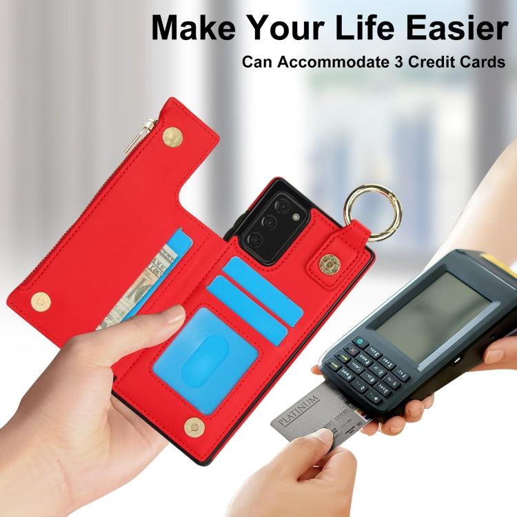 For Samsung Galaxy Note20 RFlD Anti-theft Double Buckle Ring Zipper Card Phone Case