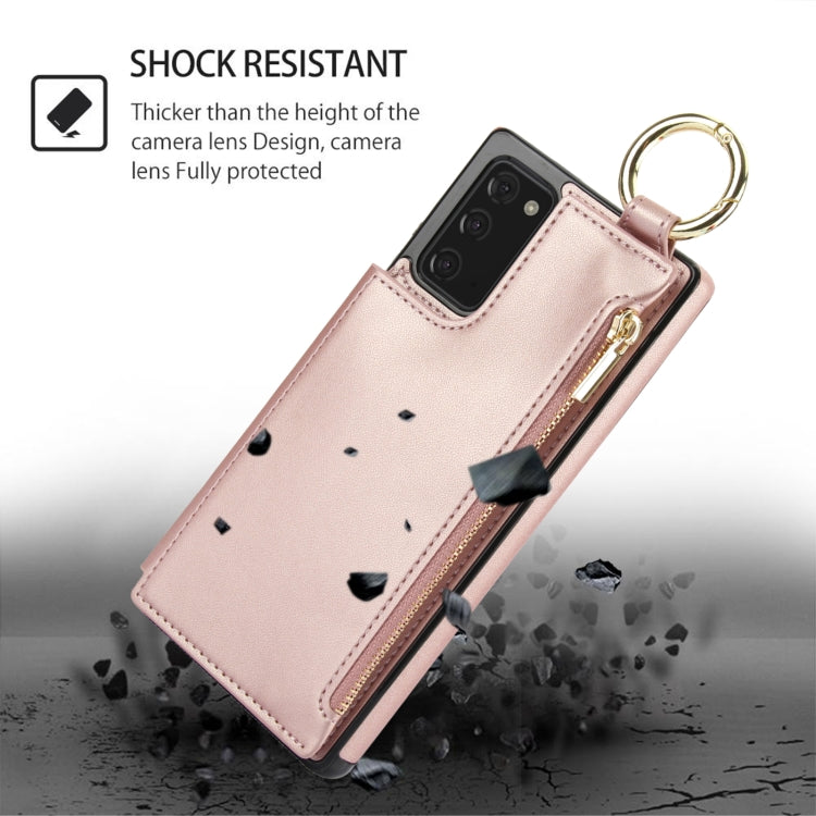 For Samsung Galaxy Note20 RFlD Anti-theft Double Buckle Ring Zipper Card Phone Case