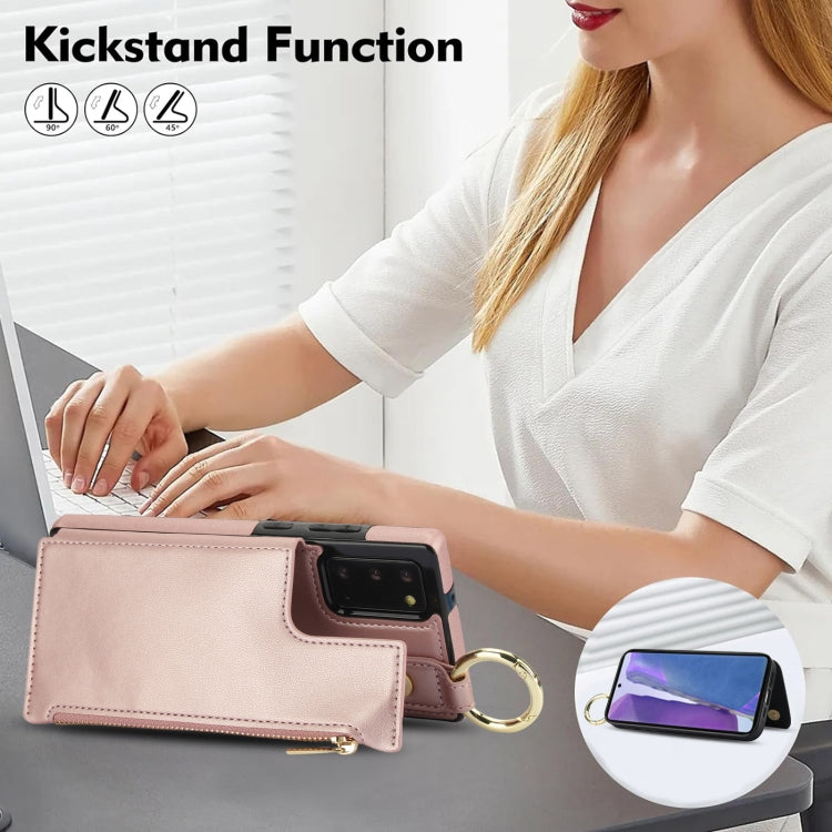 For Samsung Galaxy Note20 RFlD Anti-theft Double Buckle Ring Zipper Card Phone Case