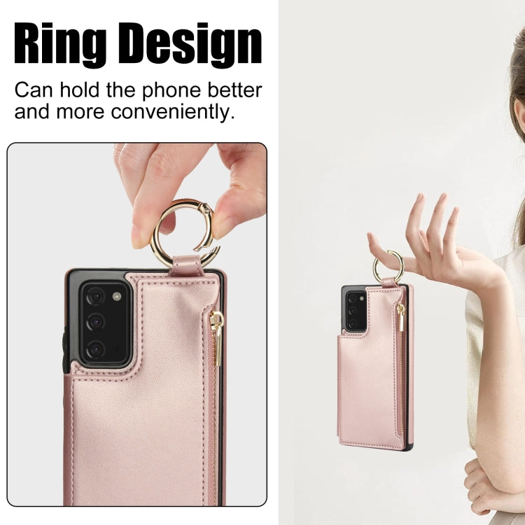For Samsung Galaxy Note20 RFlD Anti-theft Double Buckle Ring Zipper Card Phone Case