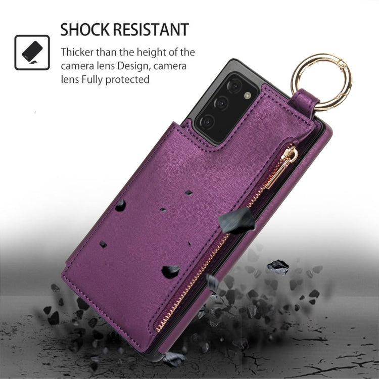 For Samsung Galaxy Note20 RFlD Anti-theft Double Buckle Ring Zipper Card Phone Case