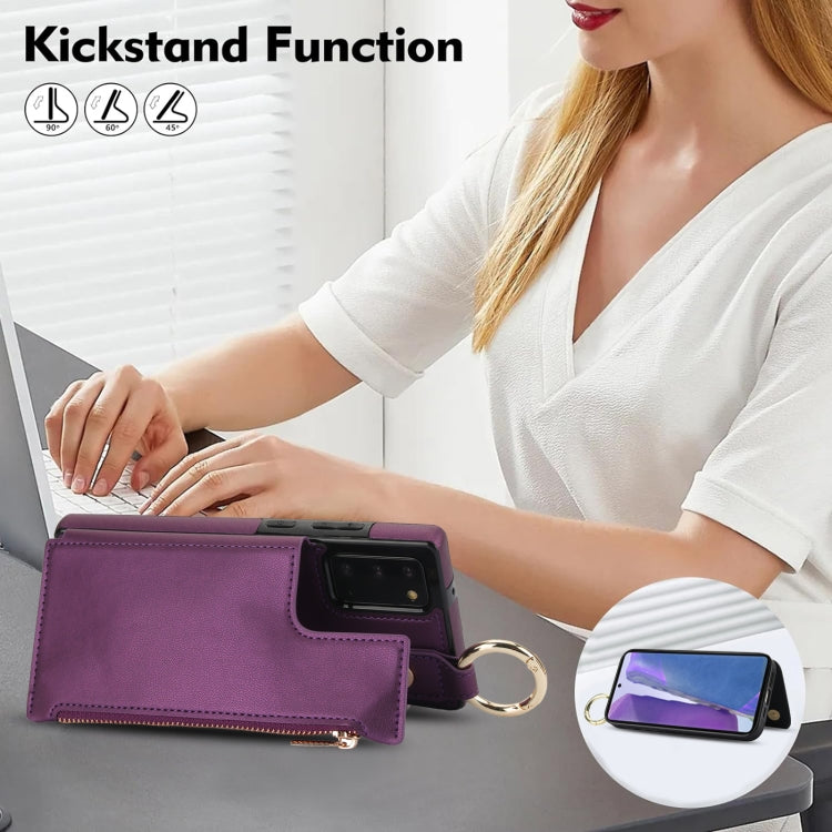 For Samsung Galaxy Note20 RFlD Anti-theft Double Buckle Ring Zipper Card Phone Case
