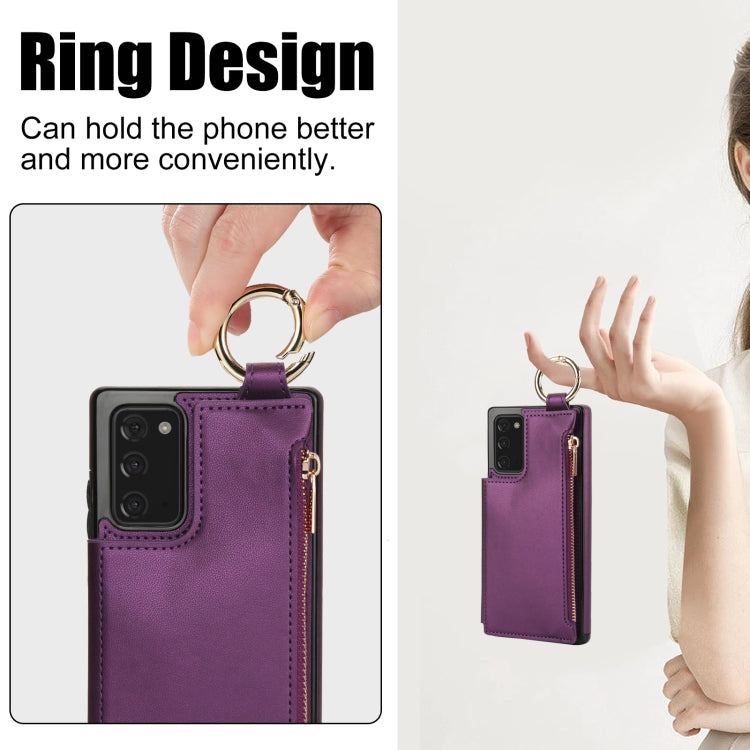 For Samsung Galaxy Note20 RFlD Anti-theft Double Buckle Ring Zipper Card Phone Case