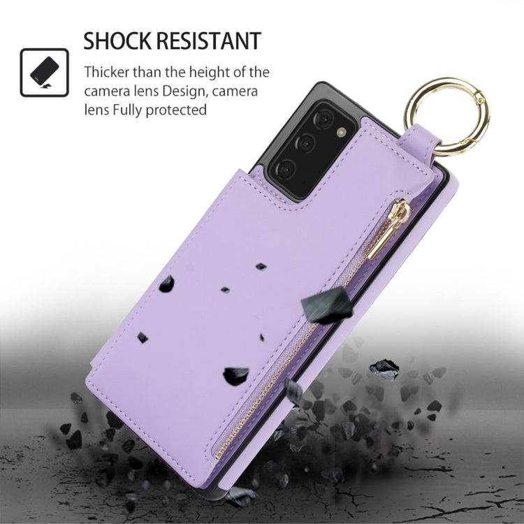 For Samsung Galaxy Note20 RFlD Anti-theft Double Buckle Ring Zipper Card Phone Case