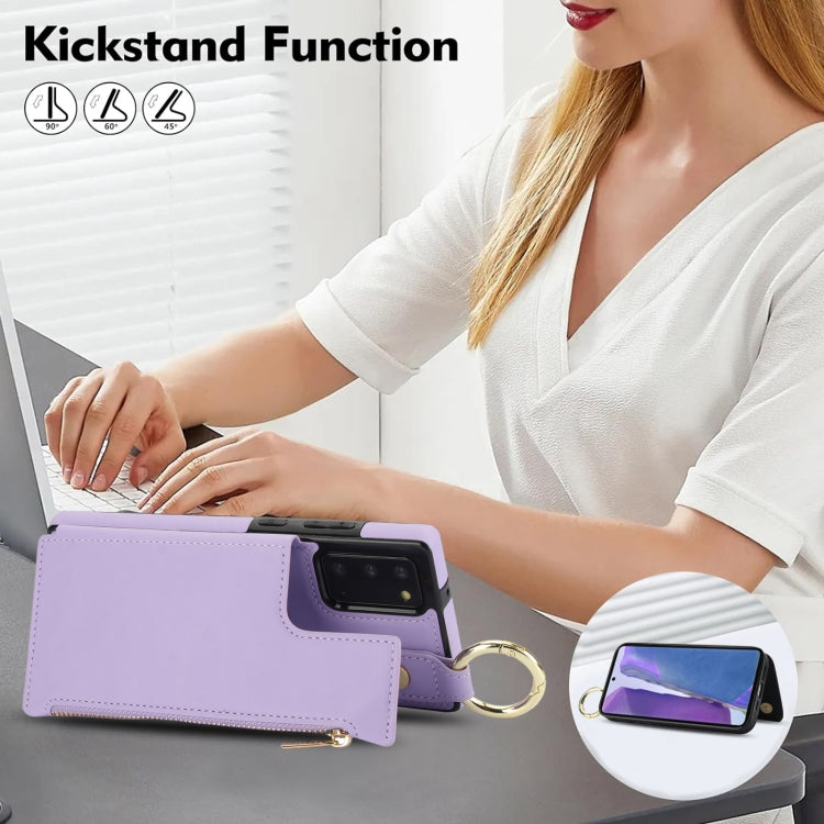 For Samsung Galaxy Note20 RFlD Anti-theft Double Buckle Ring Zipper Card Phone Case