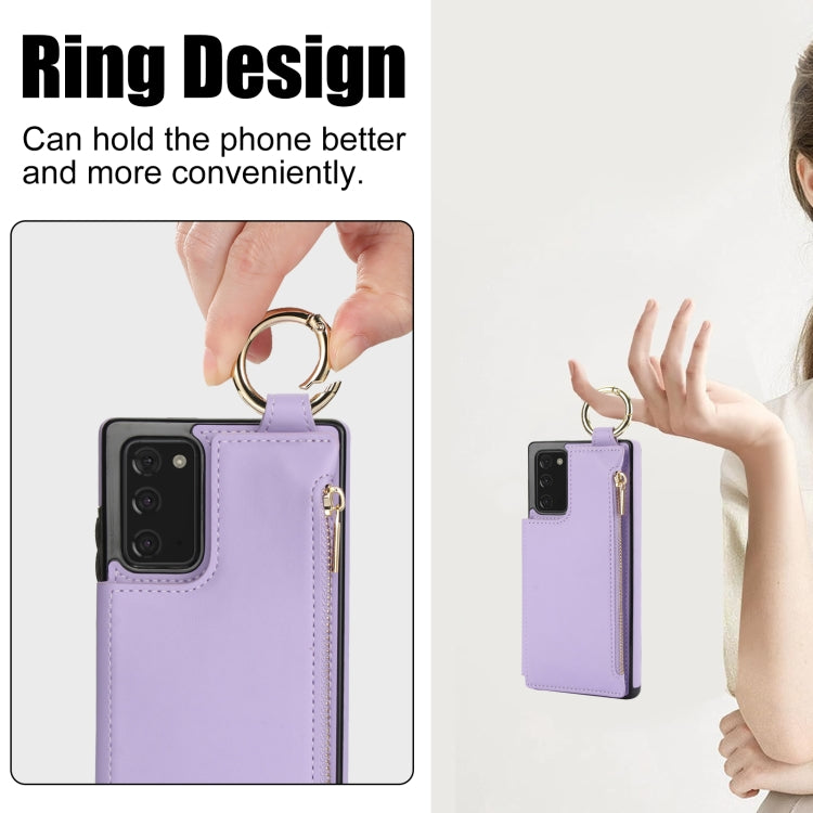 For Samsung Galaxy Note20 RFlD Anti-theft Double Buckle Ring Zipper Card Phone Case