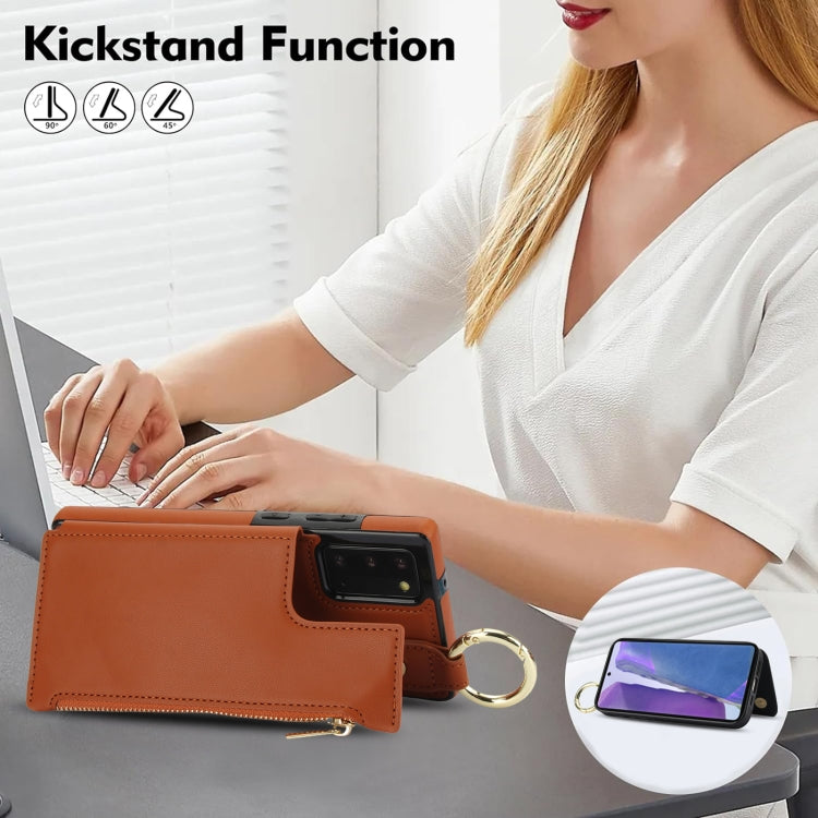 For Samsung Galaxy Note20 RFlD Anti-theft Double Buckle Ring Zipper Card Phone Case