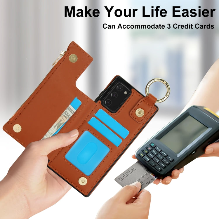 For Samsung Galaxy Note20 RFlD Anti-theft Double Buckle Ring Zipper Card Phone Case