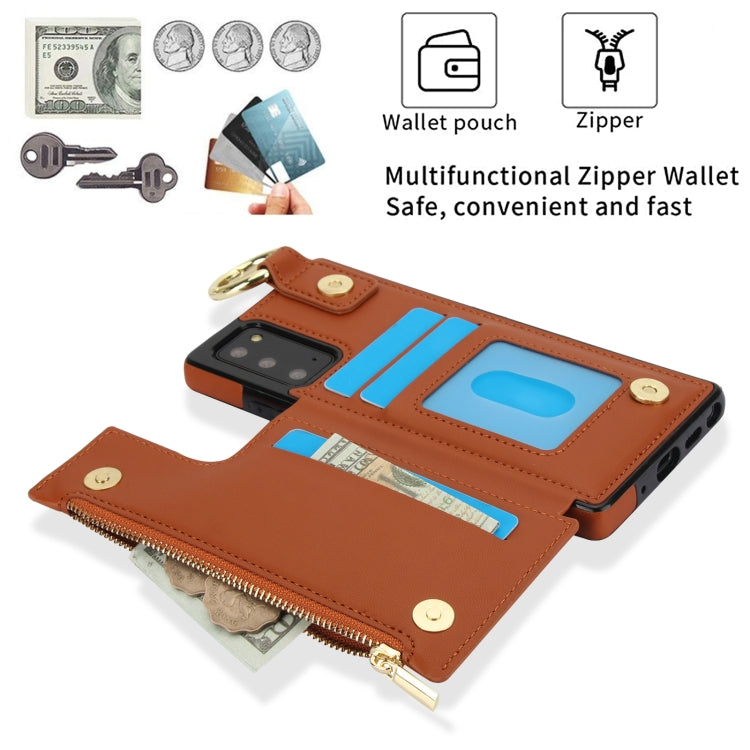 For Samsung Galaxy Note20 RFlD Anti-theft Double Buckle Ring Zipper Card Phone Case
