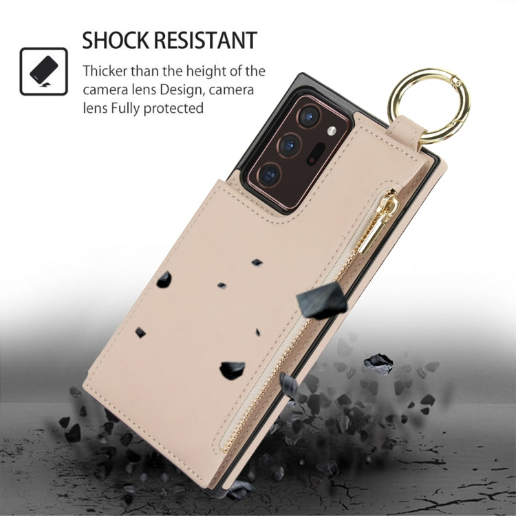 For Samsung Galaxy Note20 Ultra RFlD Anti-theft Double Buckle Ring Zipper Card Phone Case